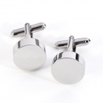 Rhodium Plated Round Cufflinks.